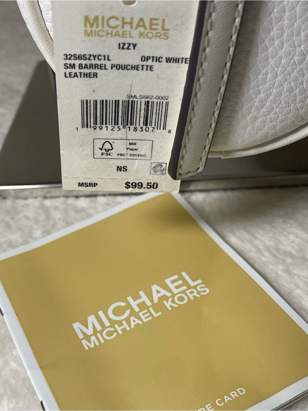 MICHAEL Michael Kors Izzy Small Barrel Bag - Optic White Shoulder Bag - Picture 10 of 13
